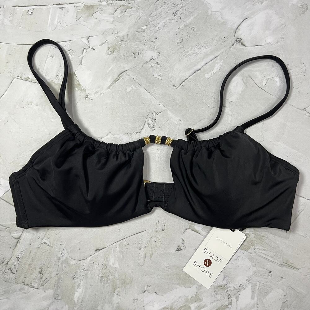 NEW Shade & Shore Bikini Top 34C Black Removable Pads TARGET NWT